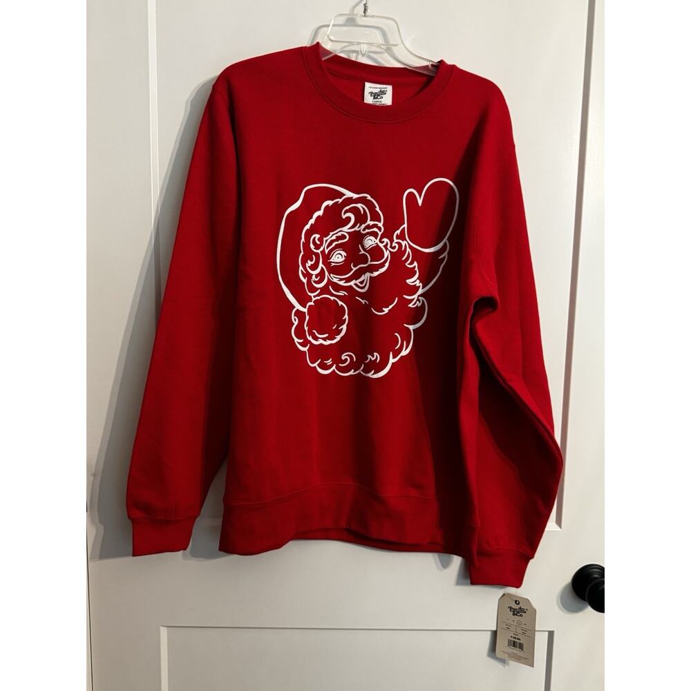 The Classic Sweatshirt Pacific & Co Red White Santa Outline SZ L NWT